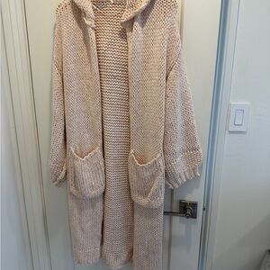 Free People Cream Hooded Cardigan